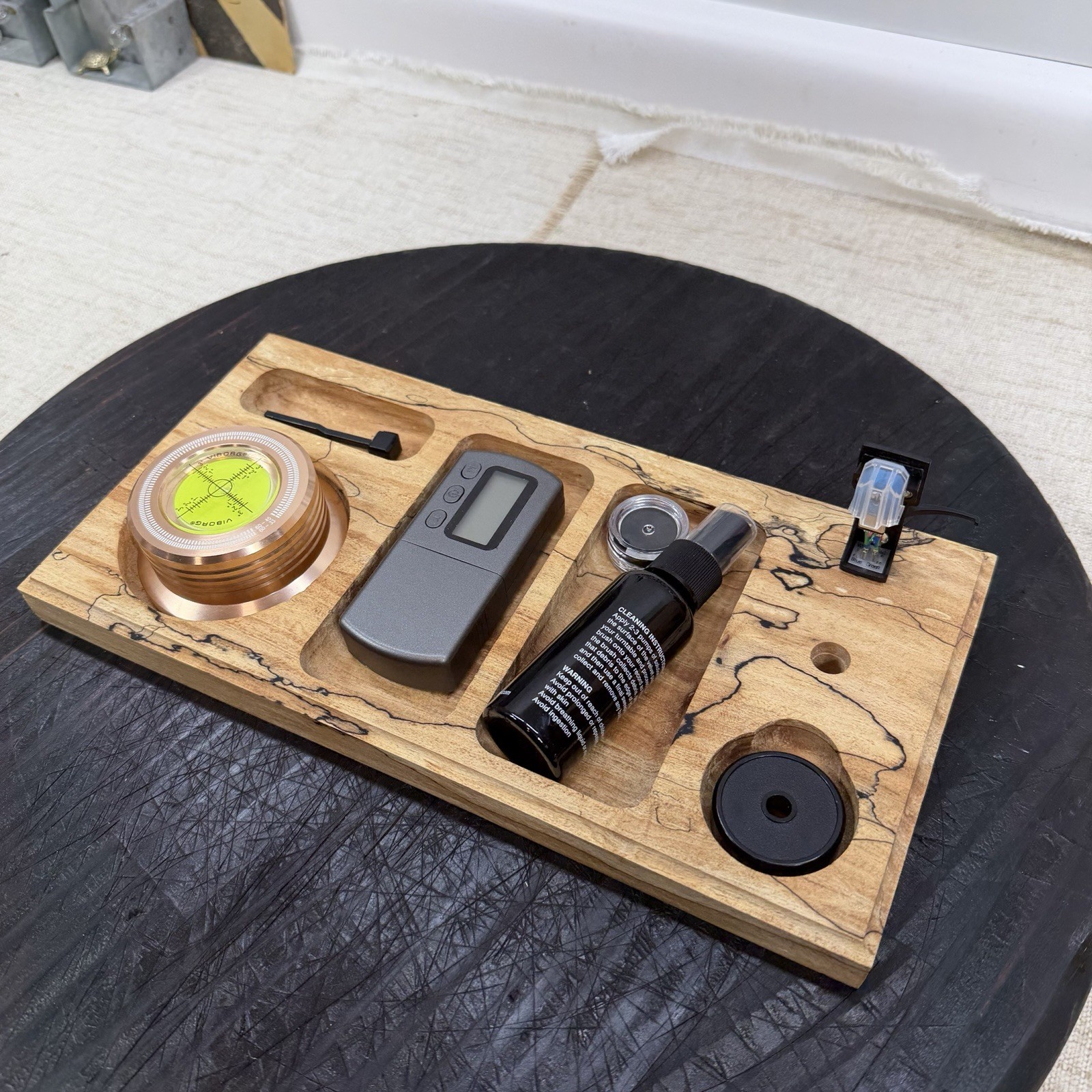 Turntable Accessory Tray Headshell Stand Spalted Maple Organizer Beautiful Read