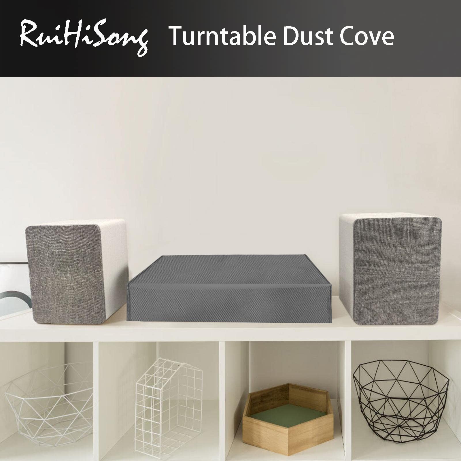 Turntable Dust Cover,Record Player 18″x15″x5.5″, Grey