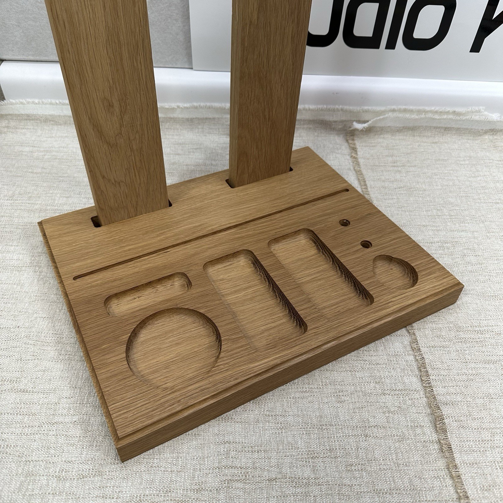 Record Stand Accessory Organizer Headshell Stand – Beautiful Solid Oak – Read
