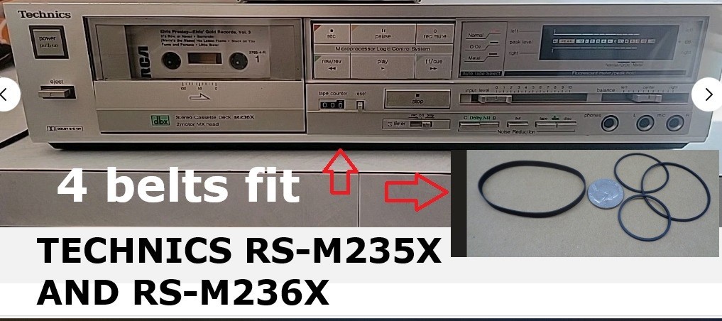 4 BELTS FITS TECHNICS TAPE DECK RS-M236X and RS-M235X NEW – NICE!