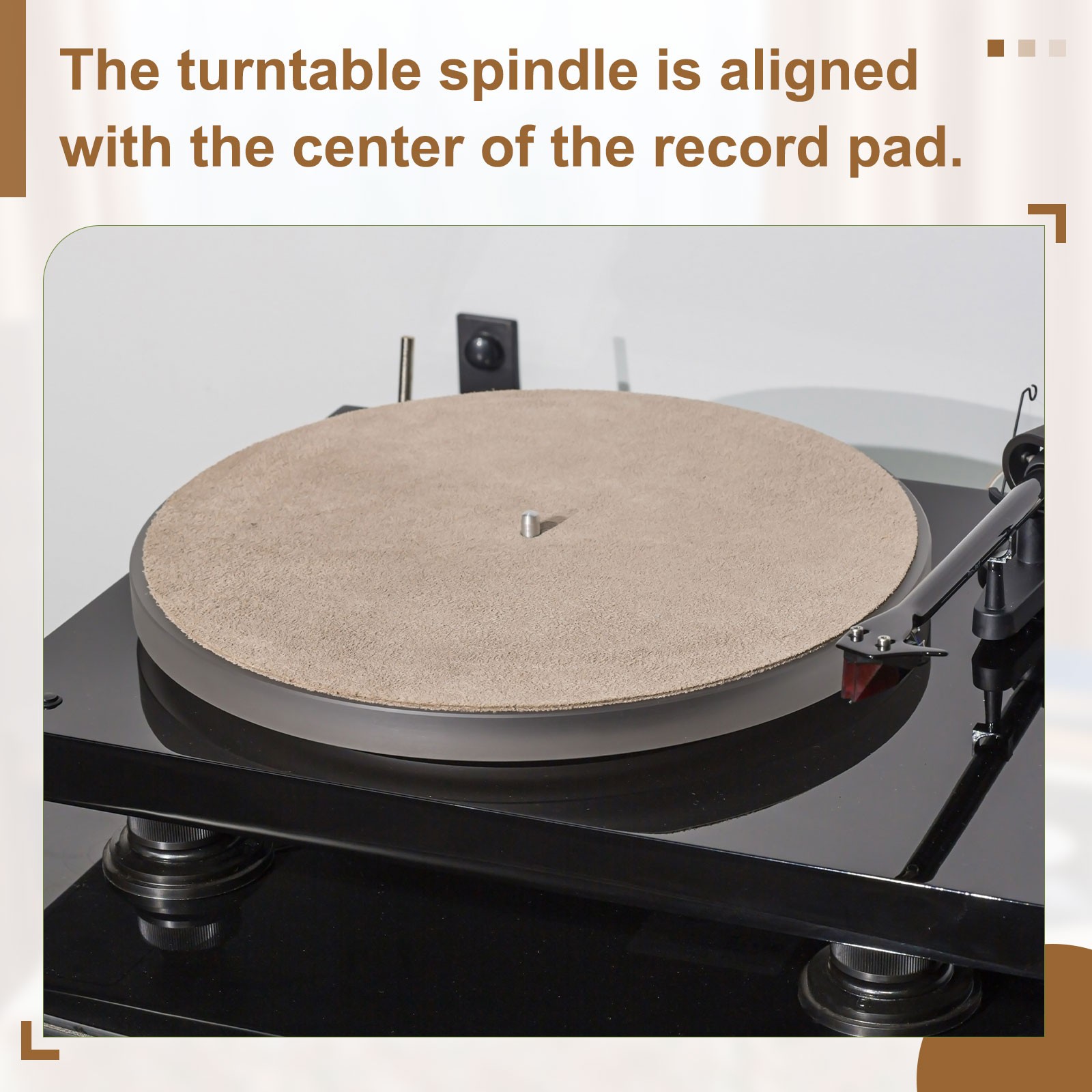 Record Player Mat, 12 Inch Turntable Mat 3mm Felt Turntable Pad, Brown