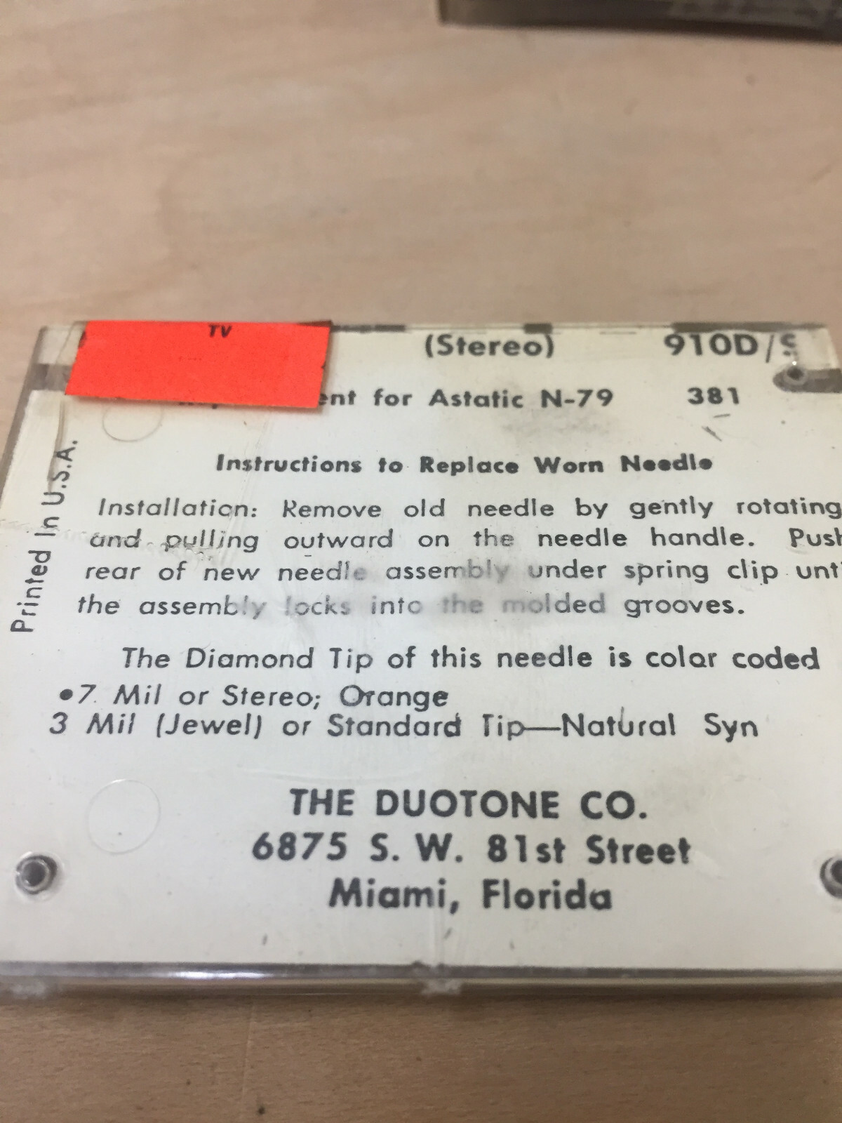 NOS DUOTONE replacement needle stylus 910 D/S Astatic N79