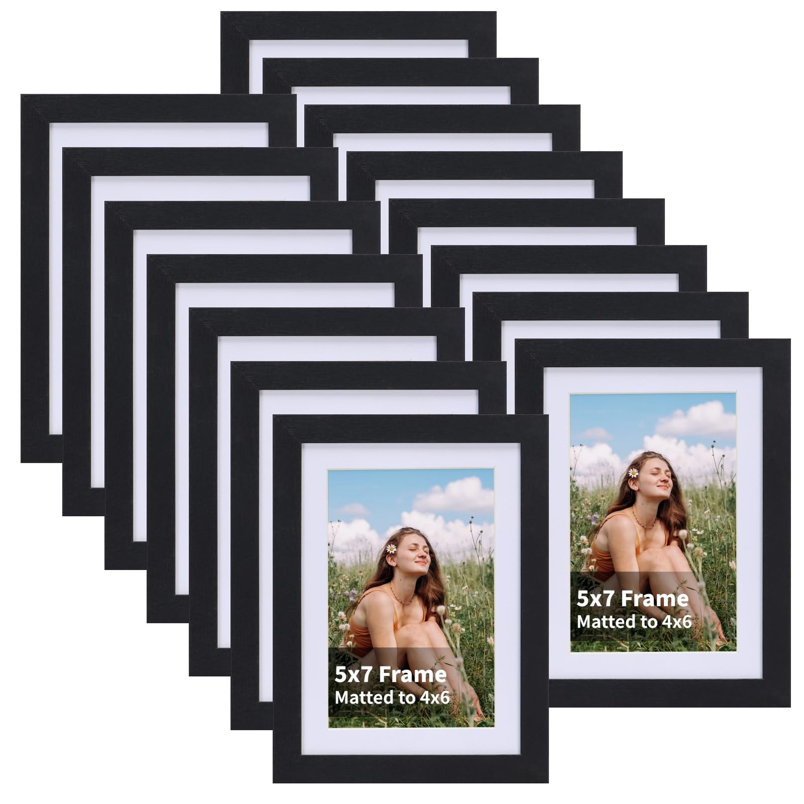 EYMPEU 4×6 Picture Frames Black Wood Set of 15, Display 4×6-15 Pack,