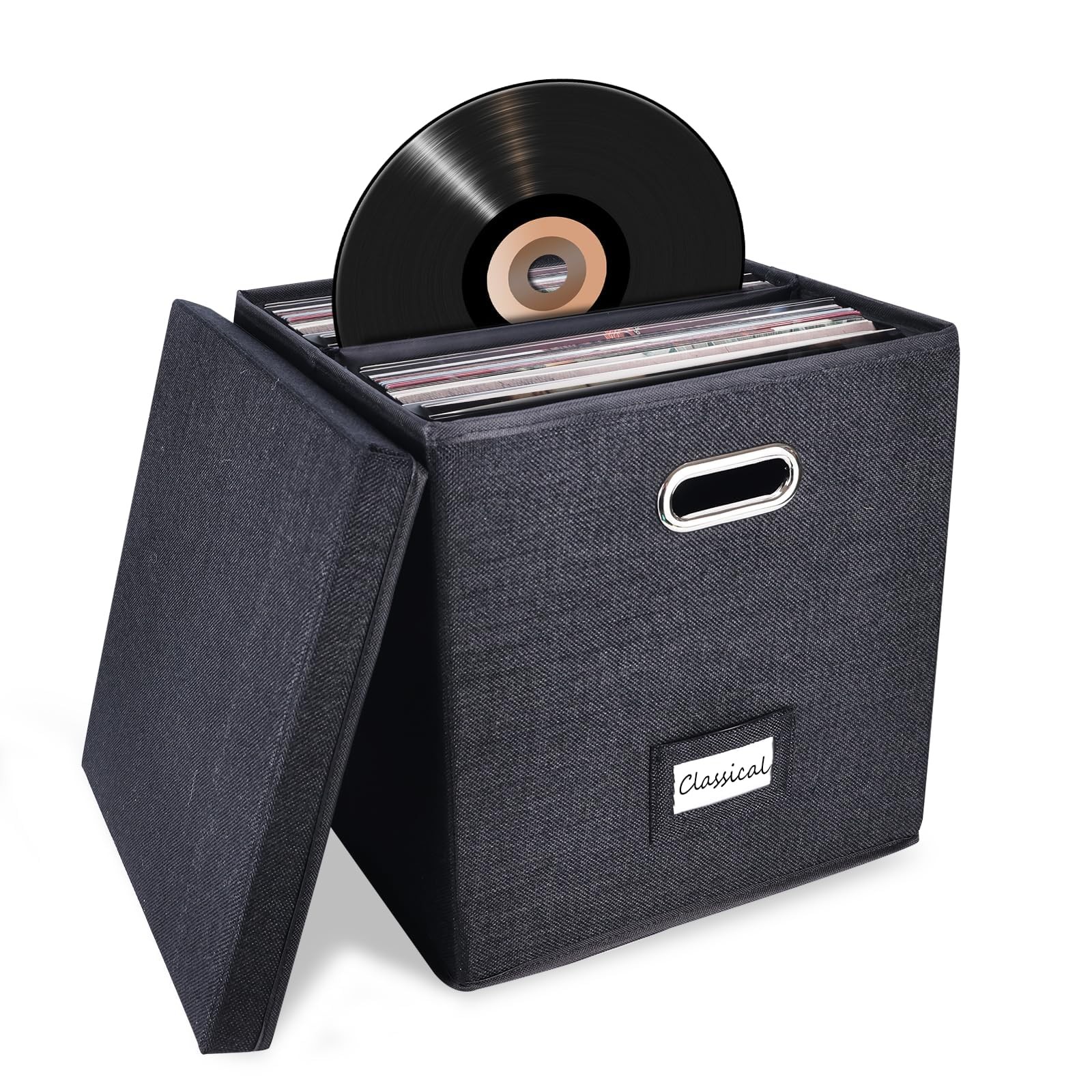 Sturdy Vinyl Record Storage Box – Album 1-pack Box, Black
