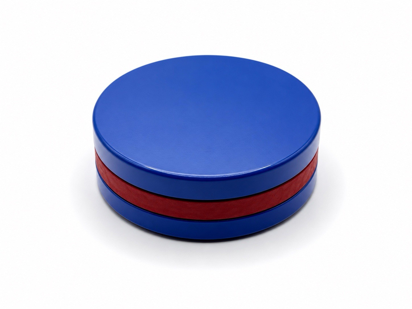 Vinyl Record Weight Stabilizer for Turntable – Blue w/ Red Leather Strap