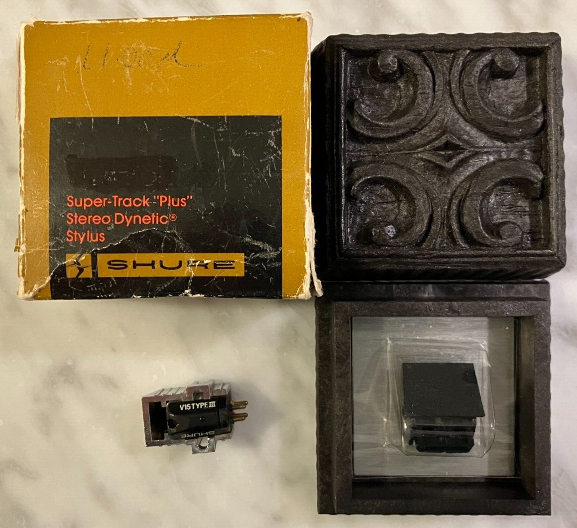SHURE V15 TYPE III CARTRIDGE & NEW “TONAR” VN35E STYLUS IN DISPLAY CASE + BOX ..