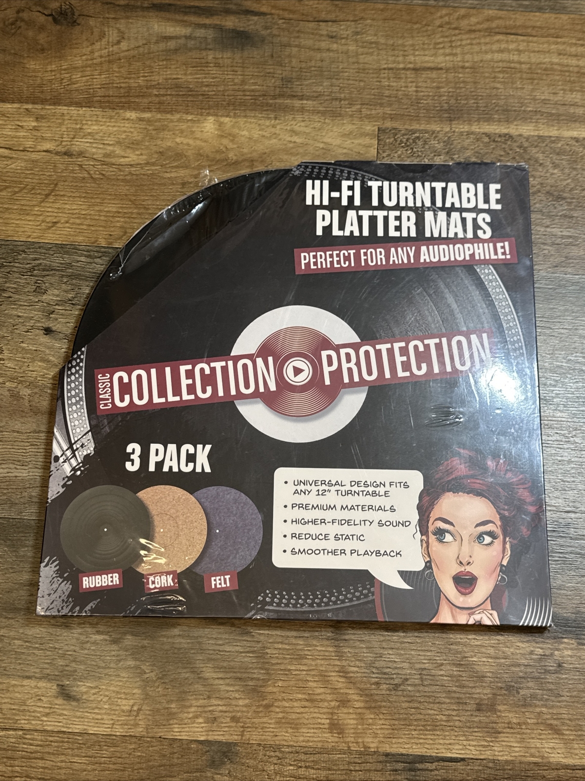 3 Pack Classic Protection HI-FI Turntable Platter Mats 12″ Cork Felt Rubber DJ