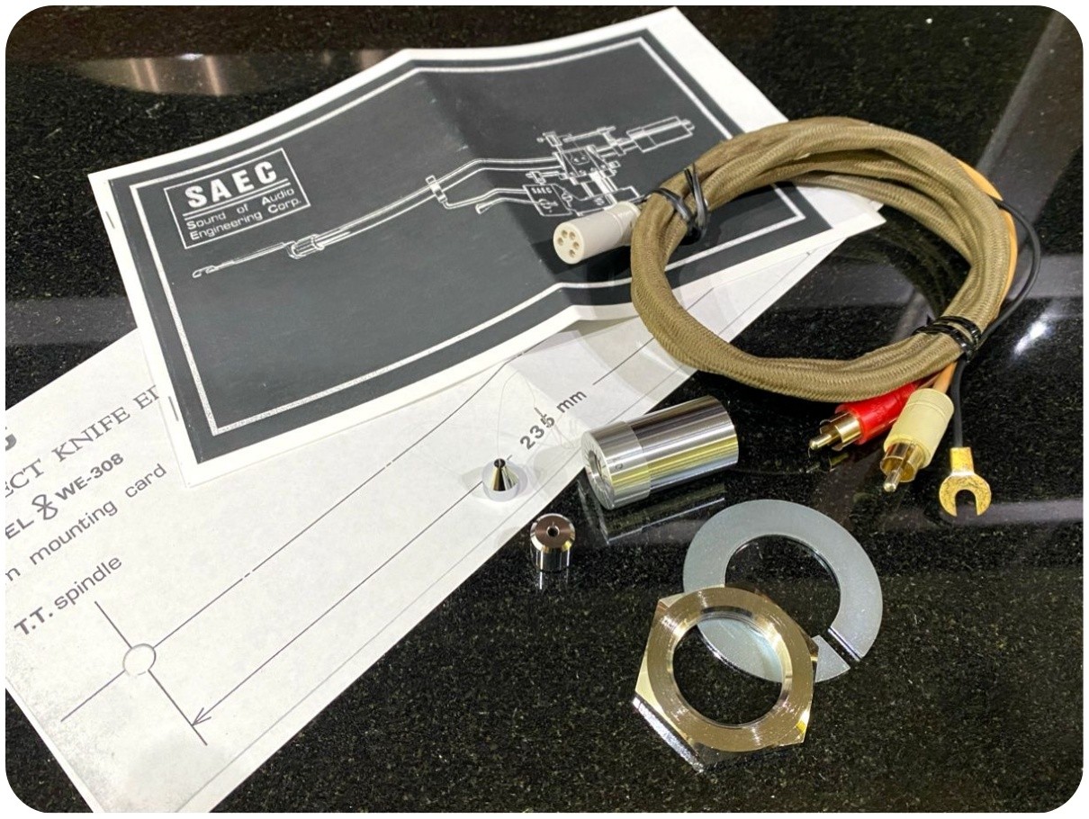 DDP SAEC WE-308 Tonearm Double Knife Edge w/ PHONO Cable Manual Excellent JAPAN