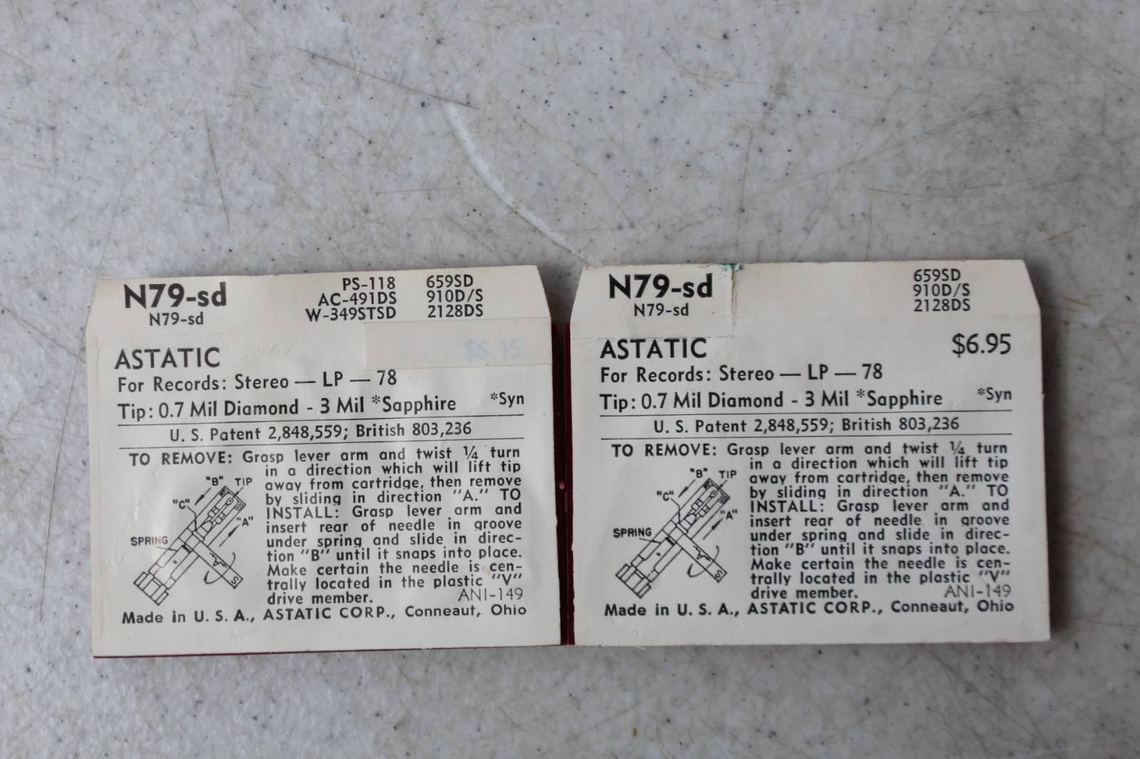 2 LOT – Diamond Needle EV 2128DS ASTATIC N79-sd 379 381, 167-DS73 659-SD 2128ds