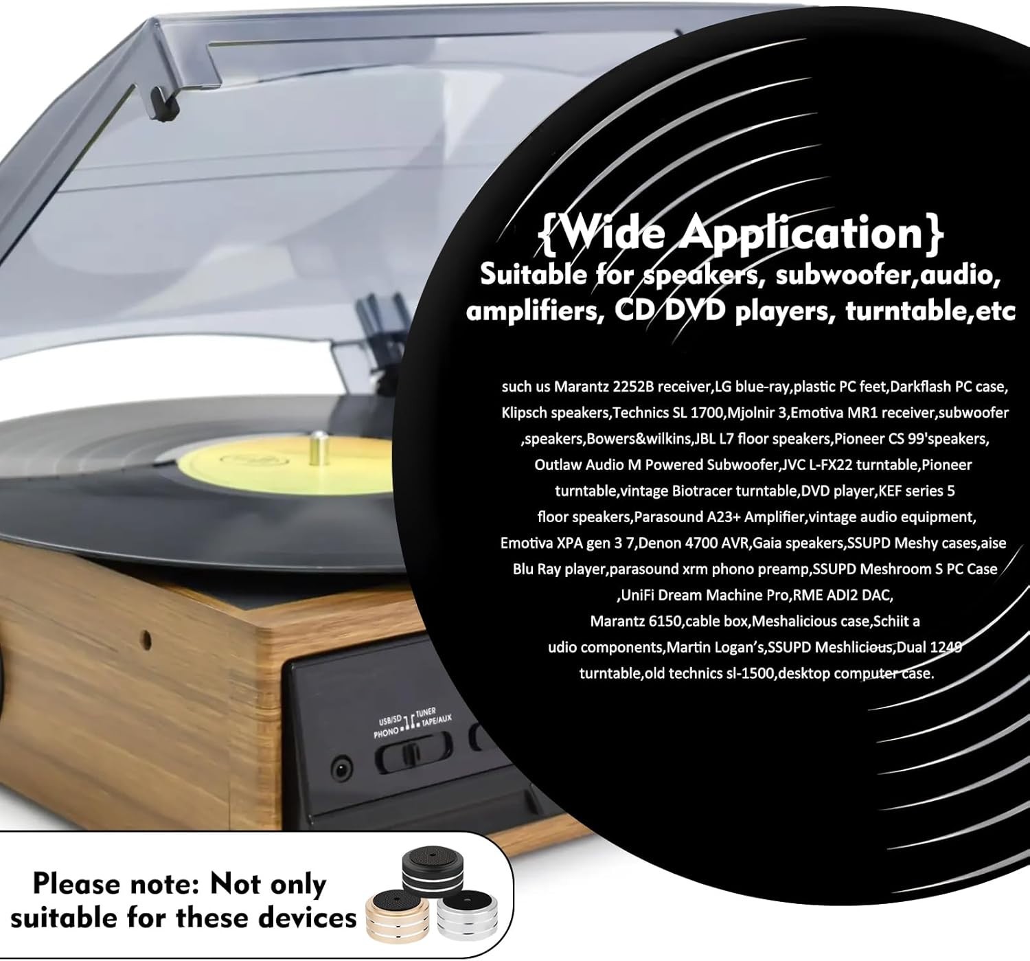 High Hardness Turntable Isolation Feet with Easy Installation Options Included