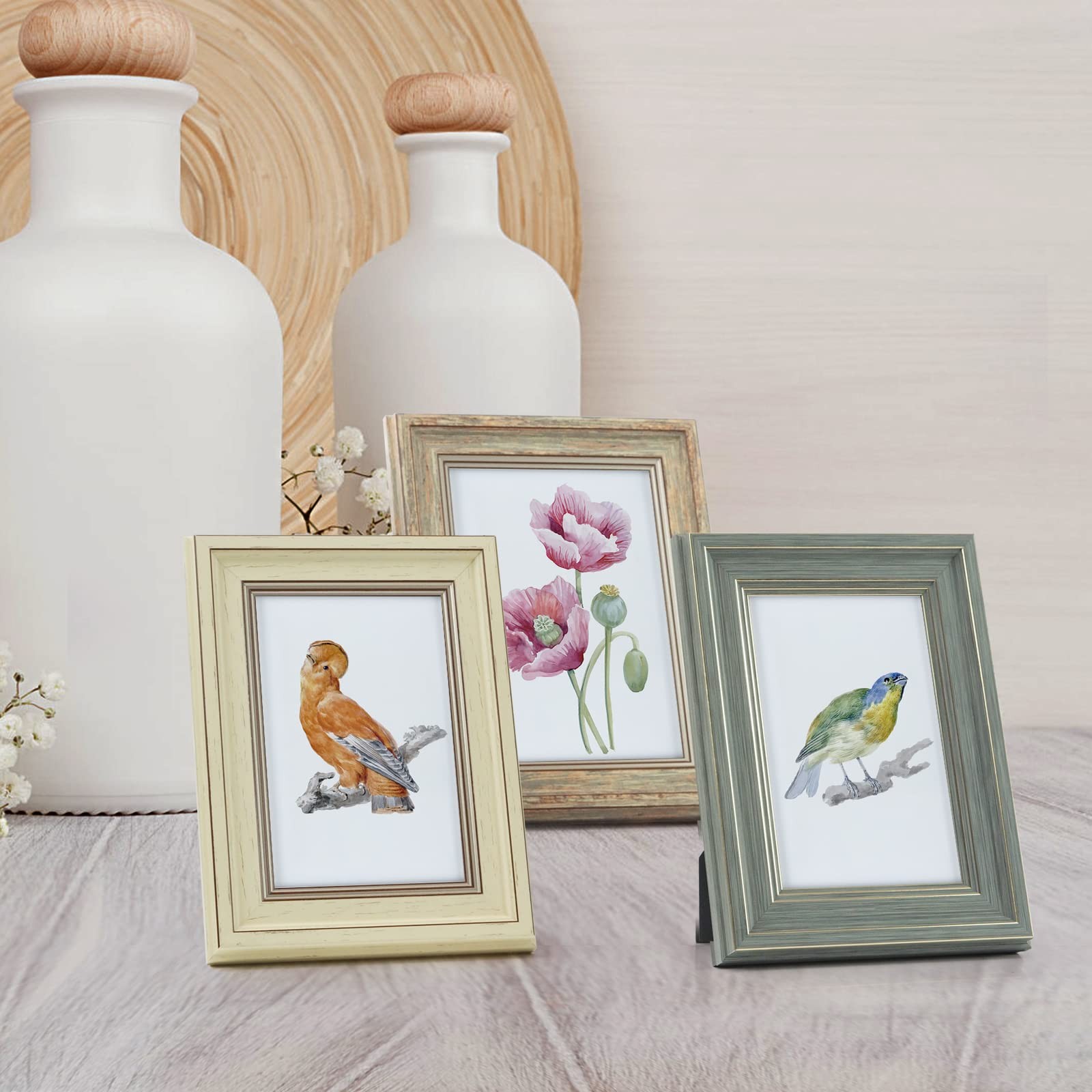 XUANLUO 3 Pack 4×6 Inch Picture Frames Farmhouse 4 x6 inch, Mix Color-3pcs