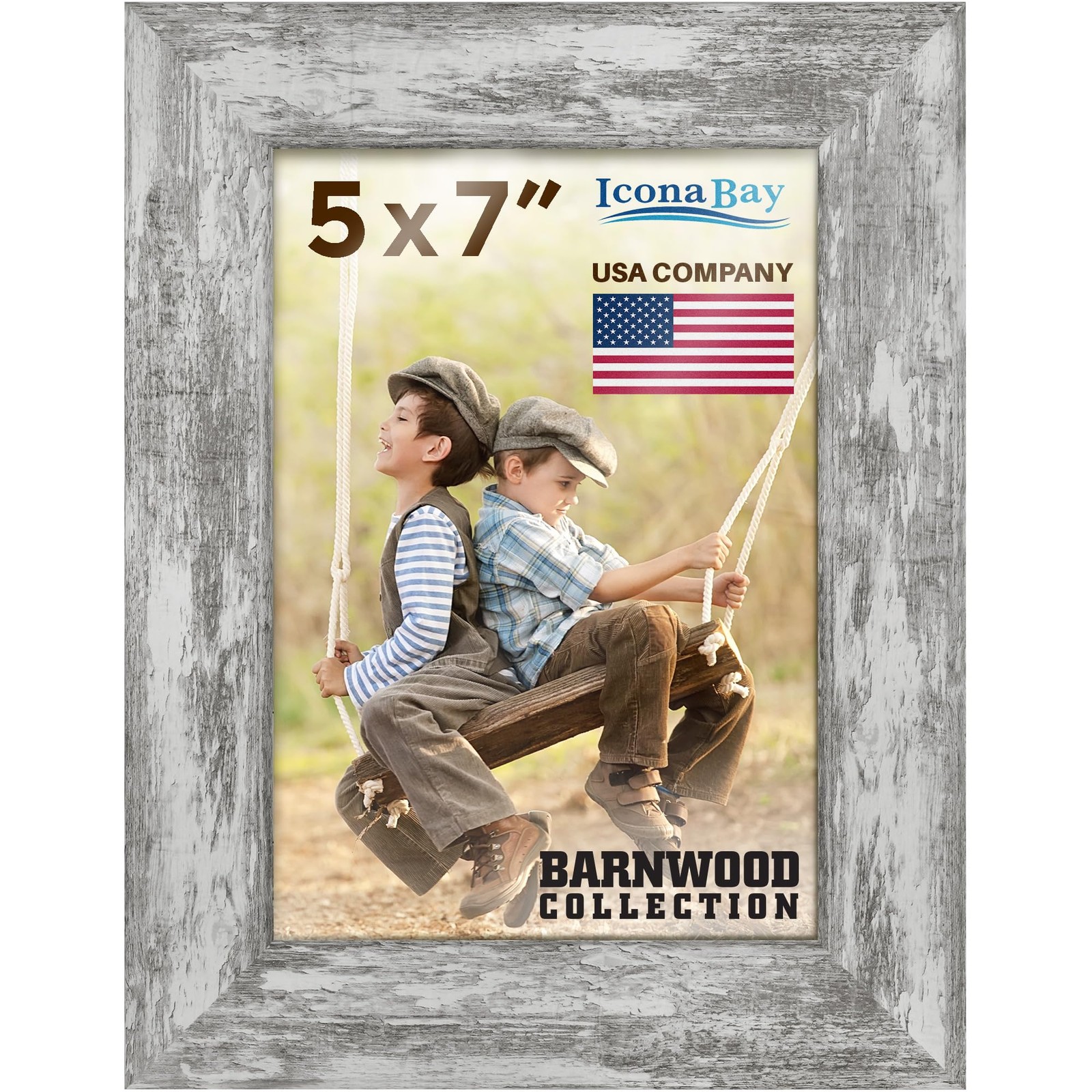 Icona Bay 5×7 Pony Gray Picture Frame, Country Rustic Style 5 5×7,