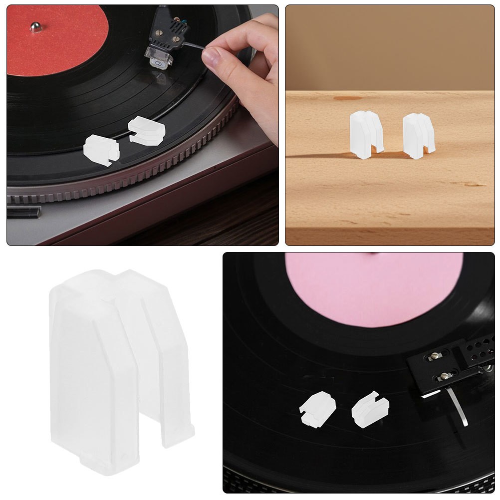 2Pcs Reusable White Stylus Cap for Turntable Needle Plastic Protective Cover