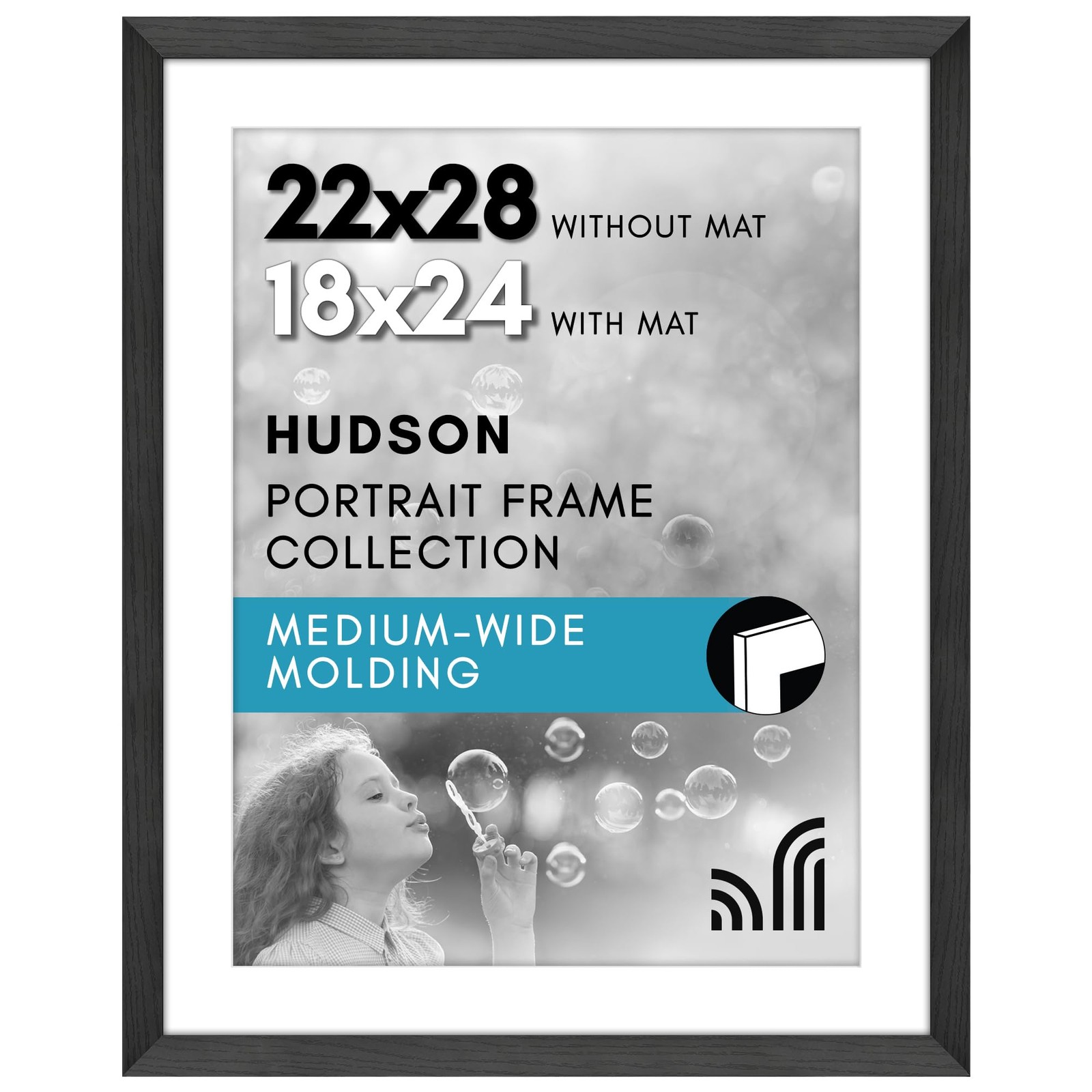 Americanflat 22×28 Poster Frame with Polished Plexiglass – Use 22×28, Black