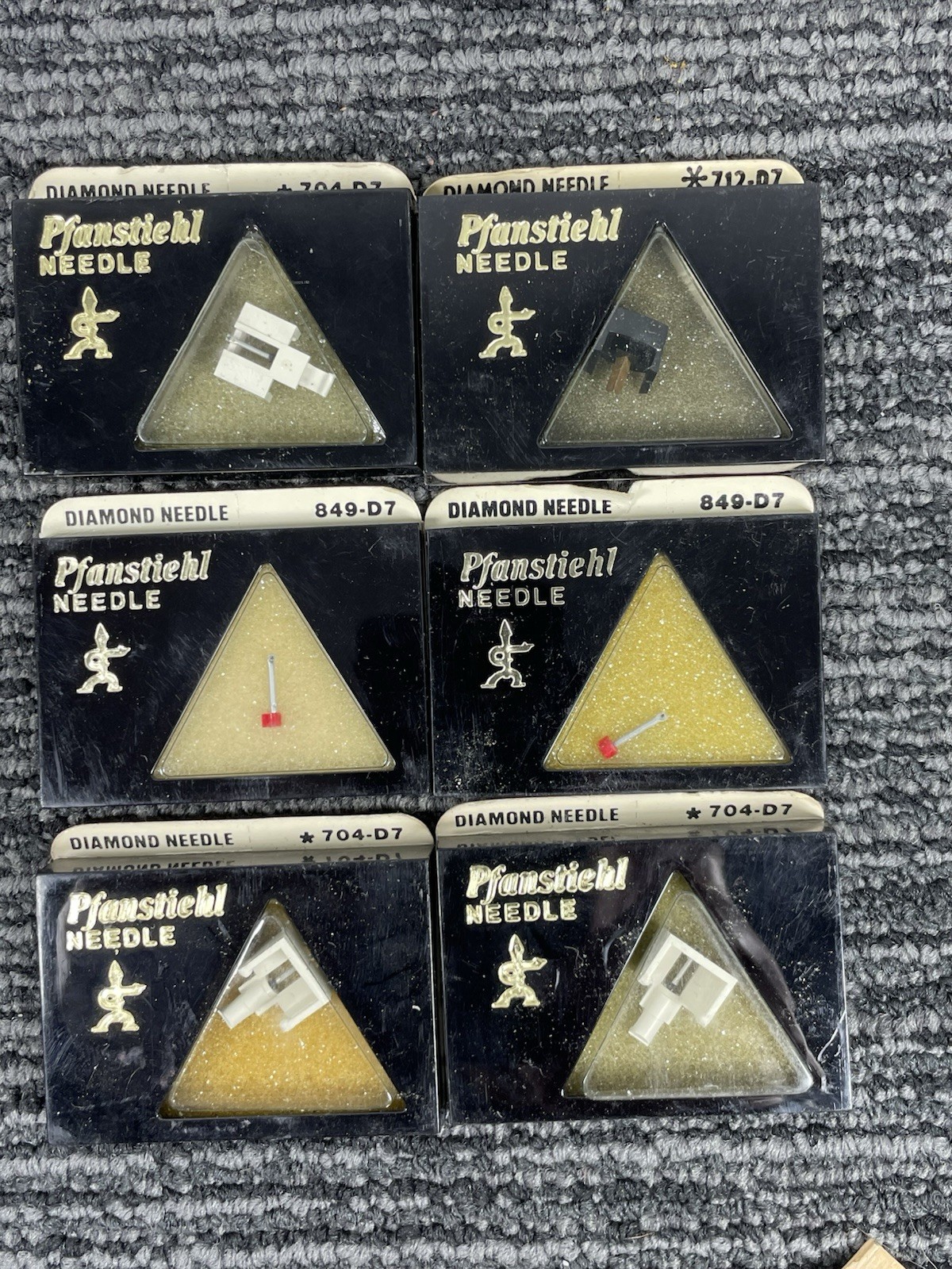 🔥 Lot of 6 • Vintage Diamond Pfanstiehl Stereo & Mono Needles Stylus Phonograph