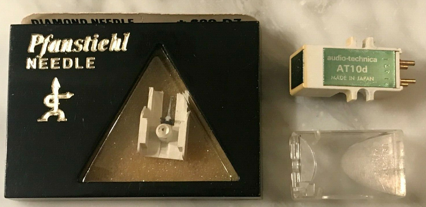 AUDIO TECHNICA AT10D CARTRIDGE & NEW AFTER MARKET STYLUS IN DISPLAY CASE + GUARD