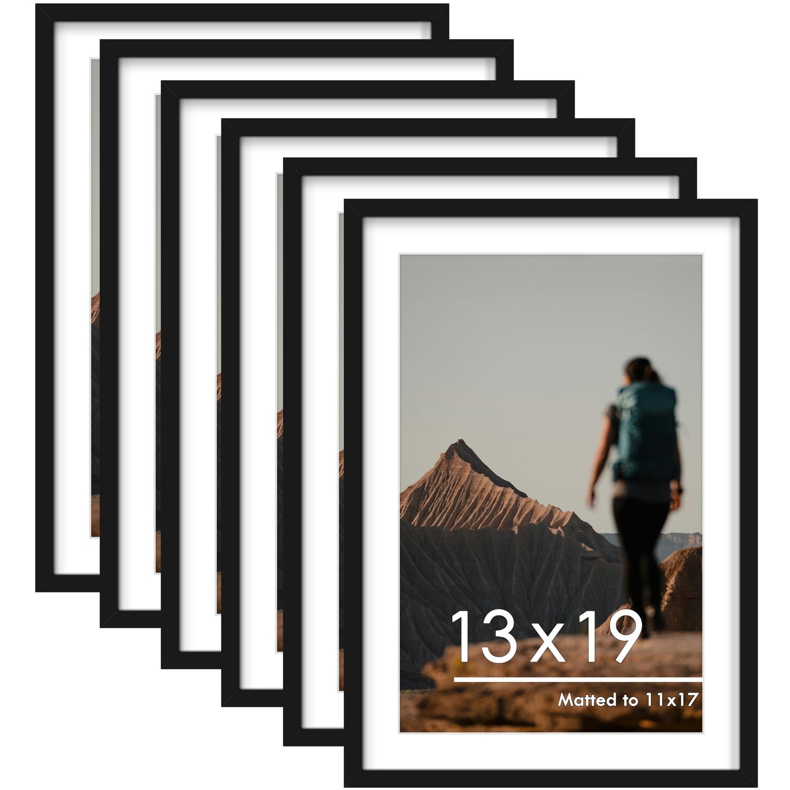 PEALSN 13×19 Picture Frame Set of 6, Display Pictures 11 x 17 13×19, Black