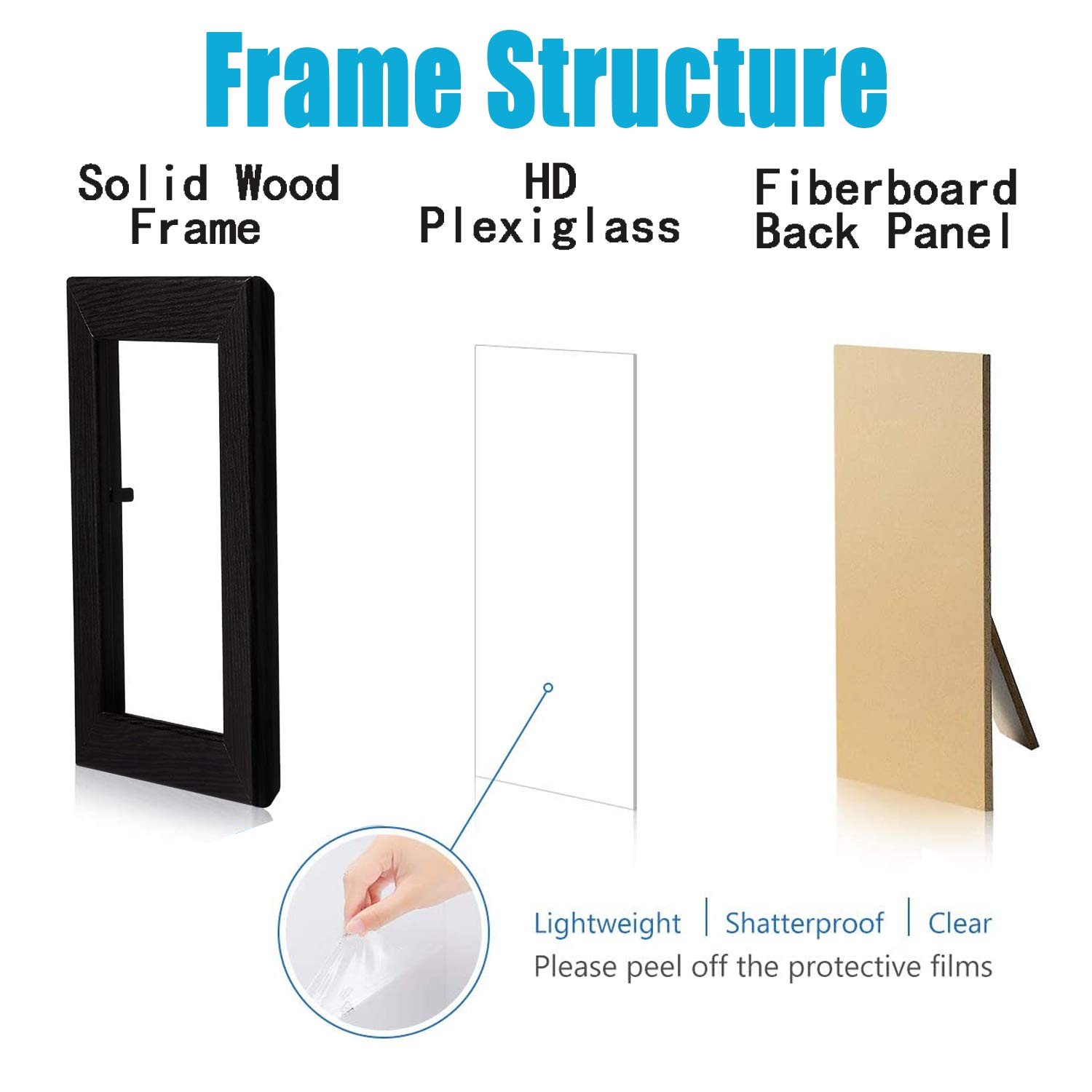 PAZLOG 2 Pack 3.5X5 Black Picture Frames Made of Solid Wood 5 INCH, Black-2P