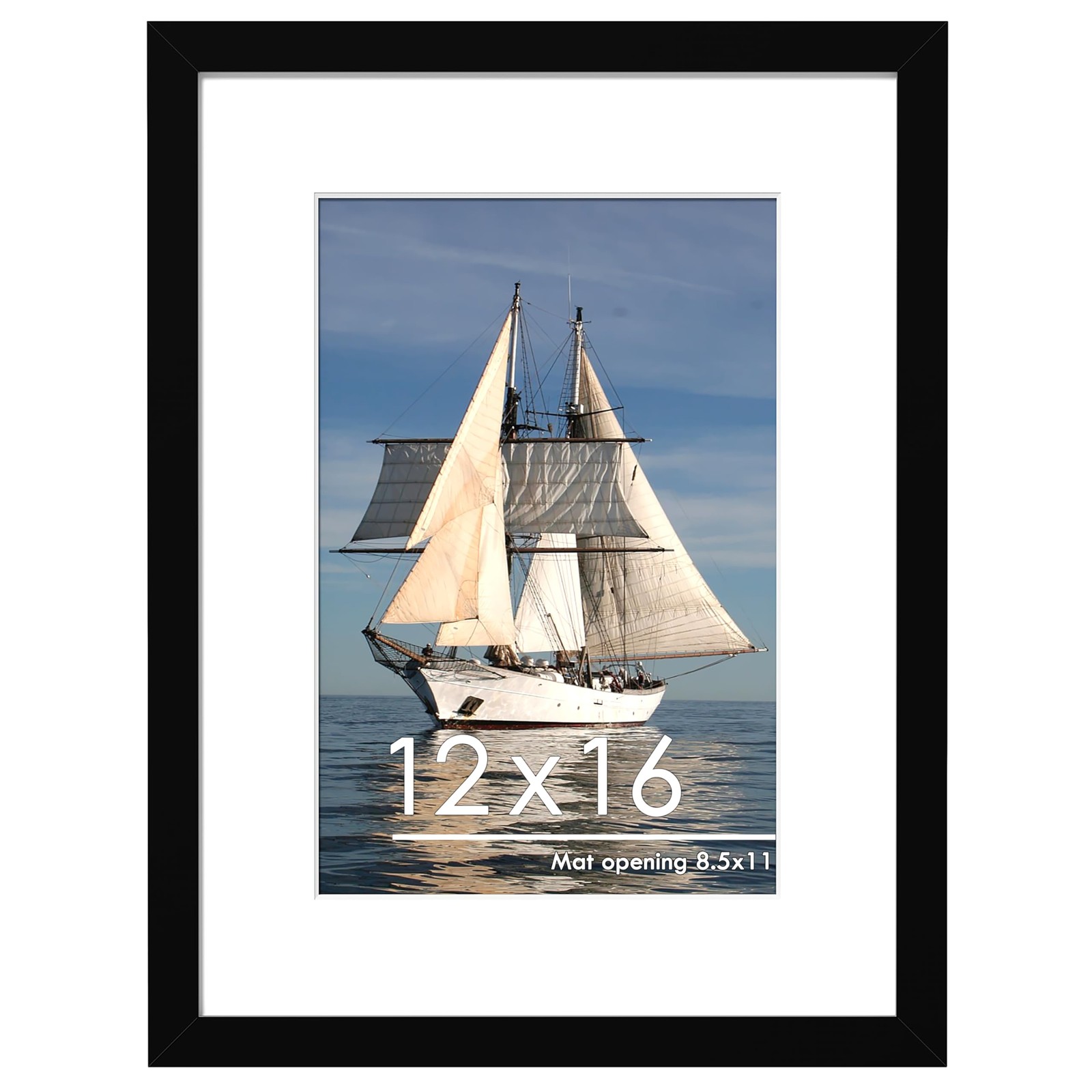 PEALSN 12×16 Picture Frame, Display Pictures 8.5×11 with Mat or 12×16, Black