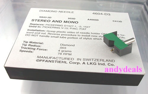 78 RPM NEEDLE FOR Pickering V15 V-15 D-1527 D1527 78 RPM 604-D3 4604-D3
