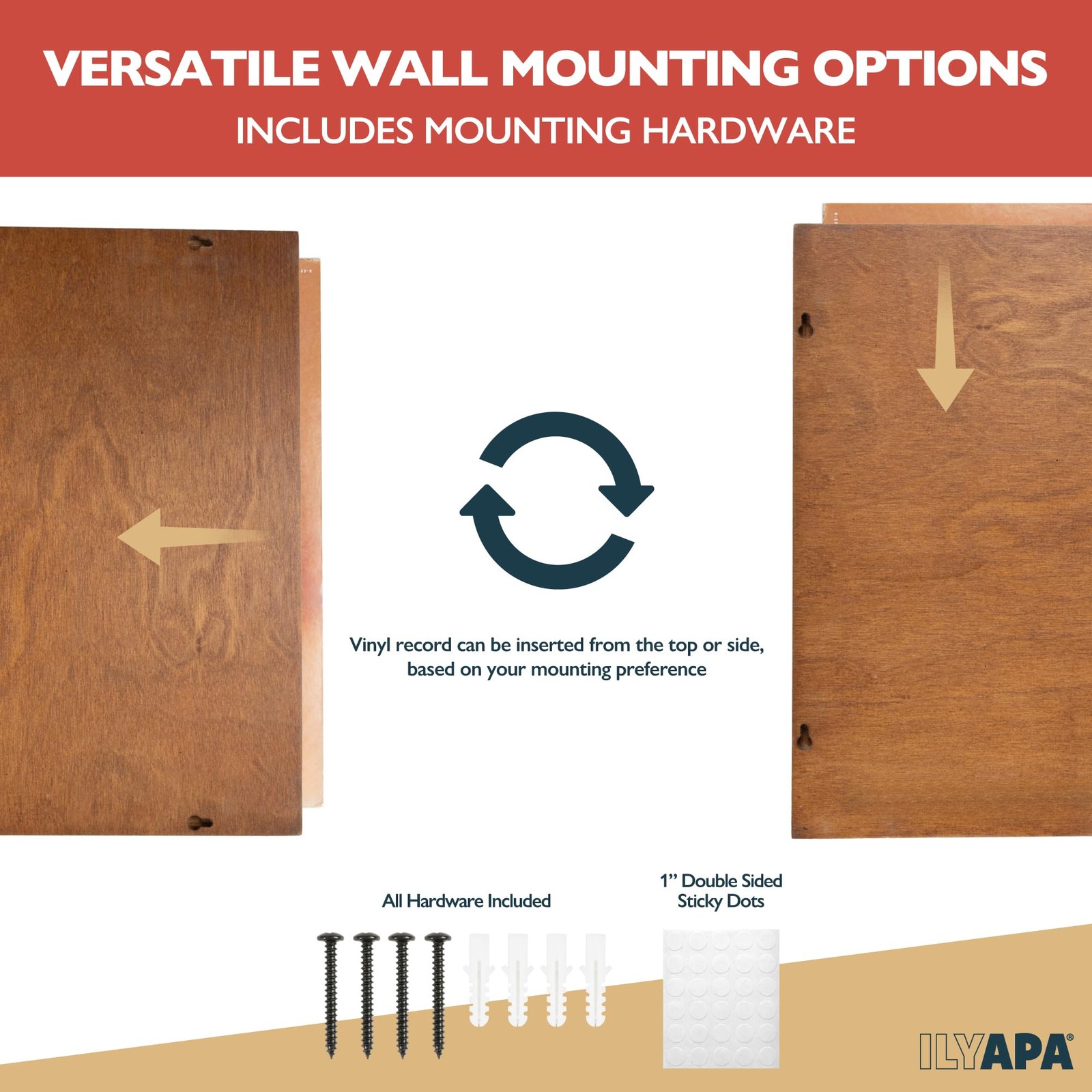 Ilyapa Removable Vinyl Record Display Frame – 6 Pack Wood 6 Pack, Espresso