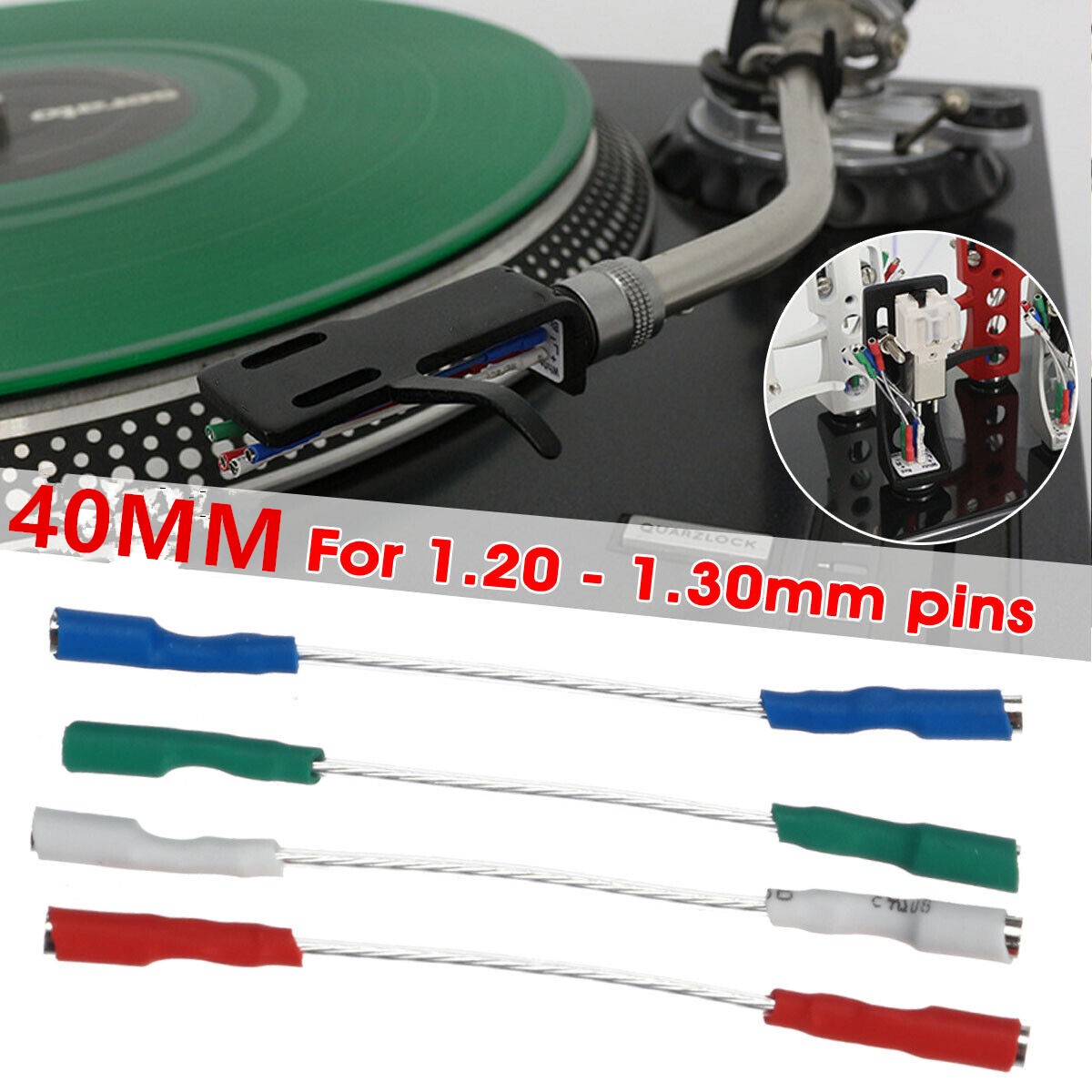 4X 7N Silver Turntable Phono Cartridge Headshell Wire Leads Cables 1.2-1.3mm Pin