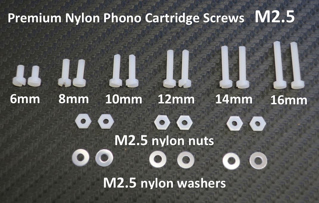Premium NYLON Phono Cartridge Screw Set M2.5 Schrauben NON-Magnetic – NEW D2.5