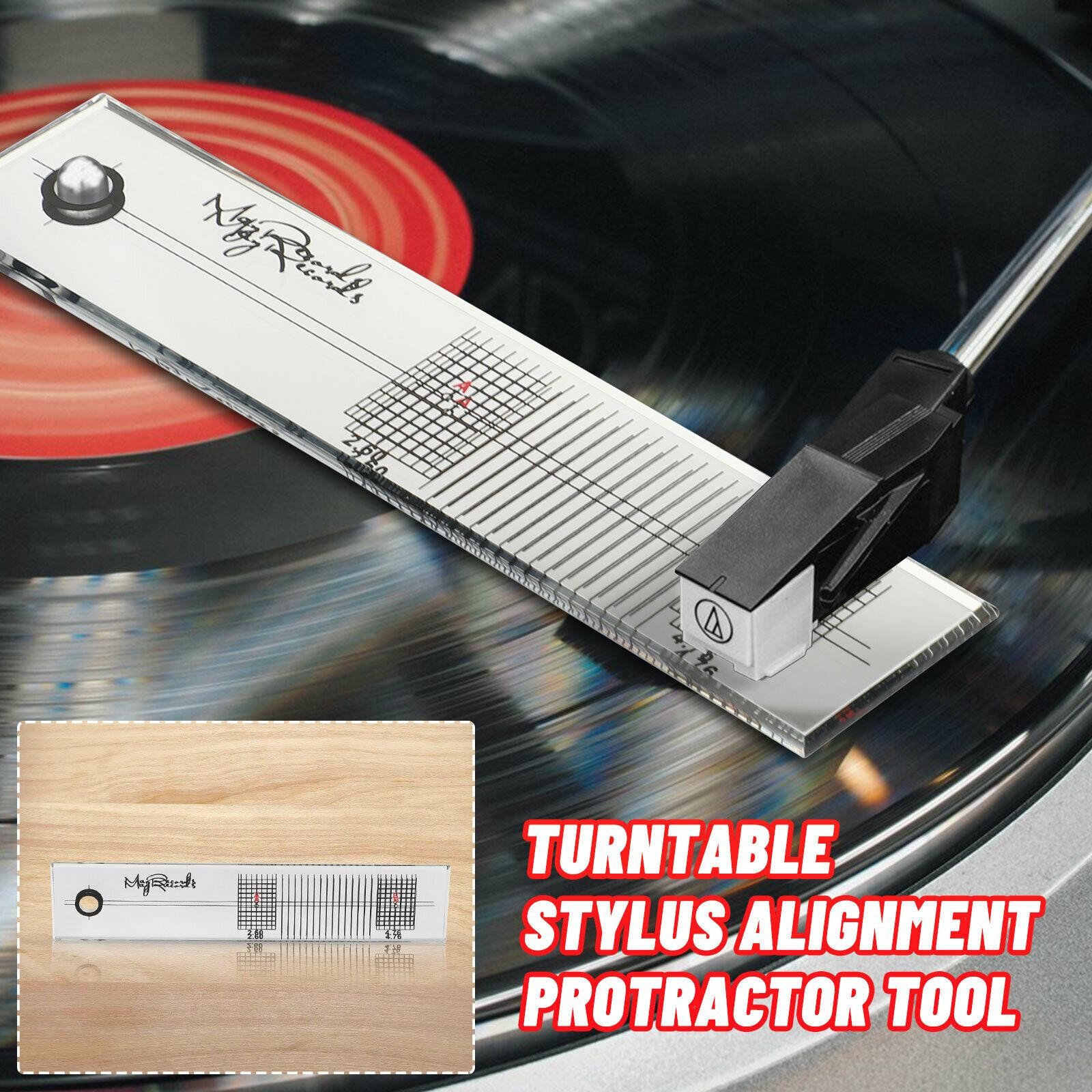 Cartridge Alignment Protractor Tool Phonograph LP Phono Stylus Record Vinyl
