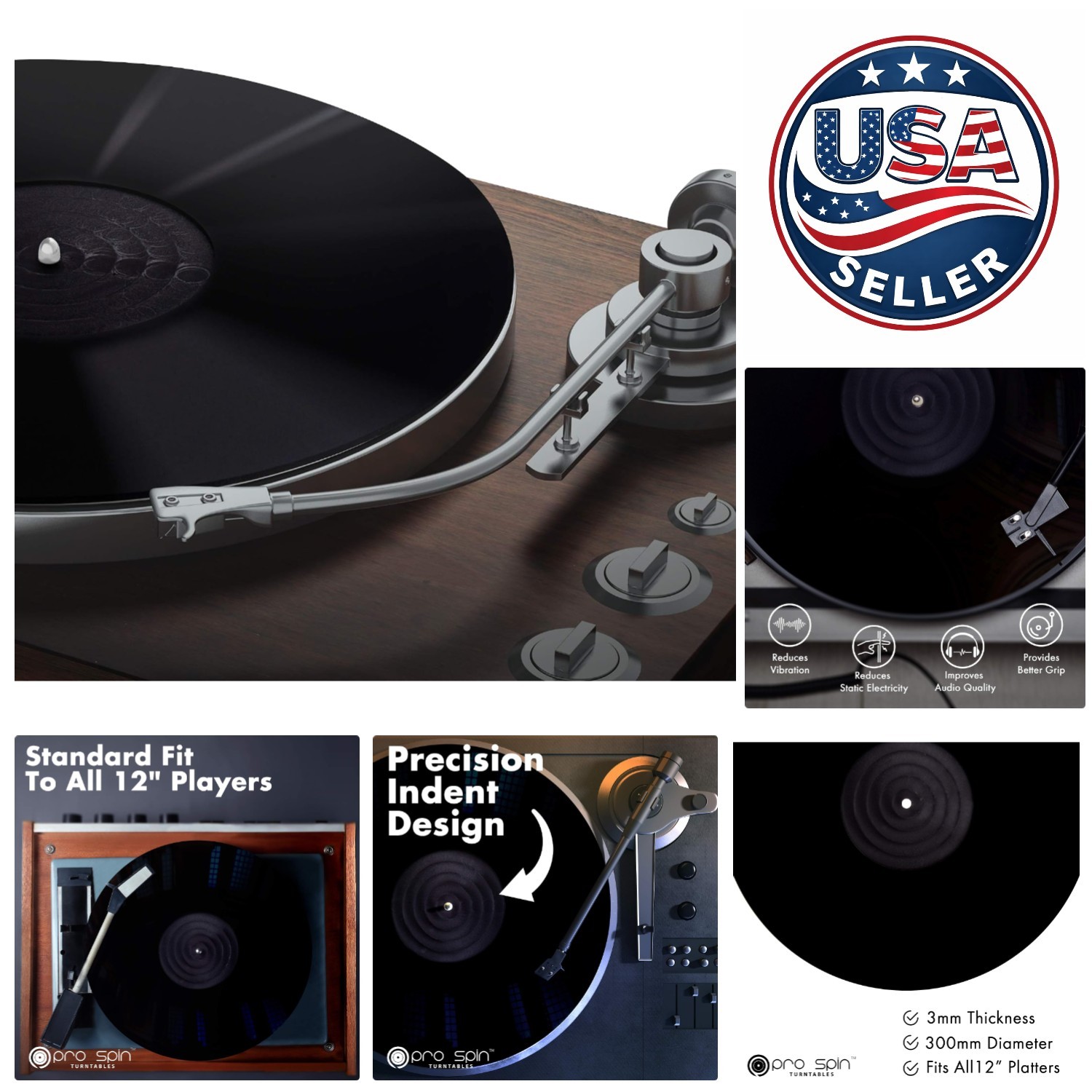 Black Acrylic Slipmat – Elevate Sound Quality for 12″ Vinyl Records