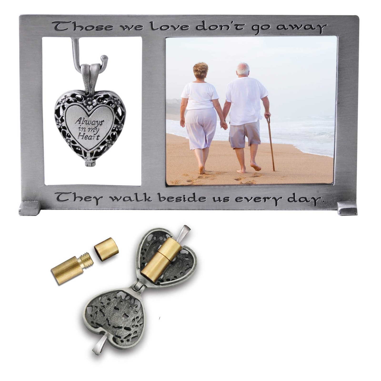 Those We Love Memorial Photo Frame with Vial for 5-1/4 by 3-Inch, Silver