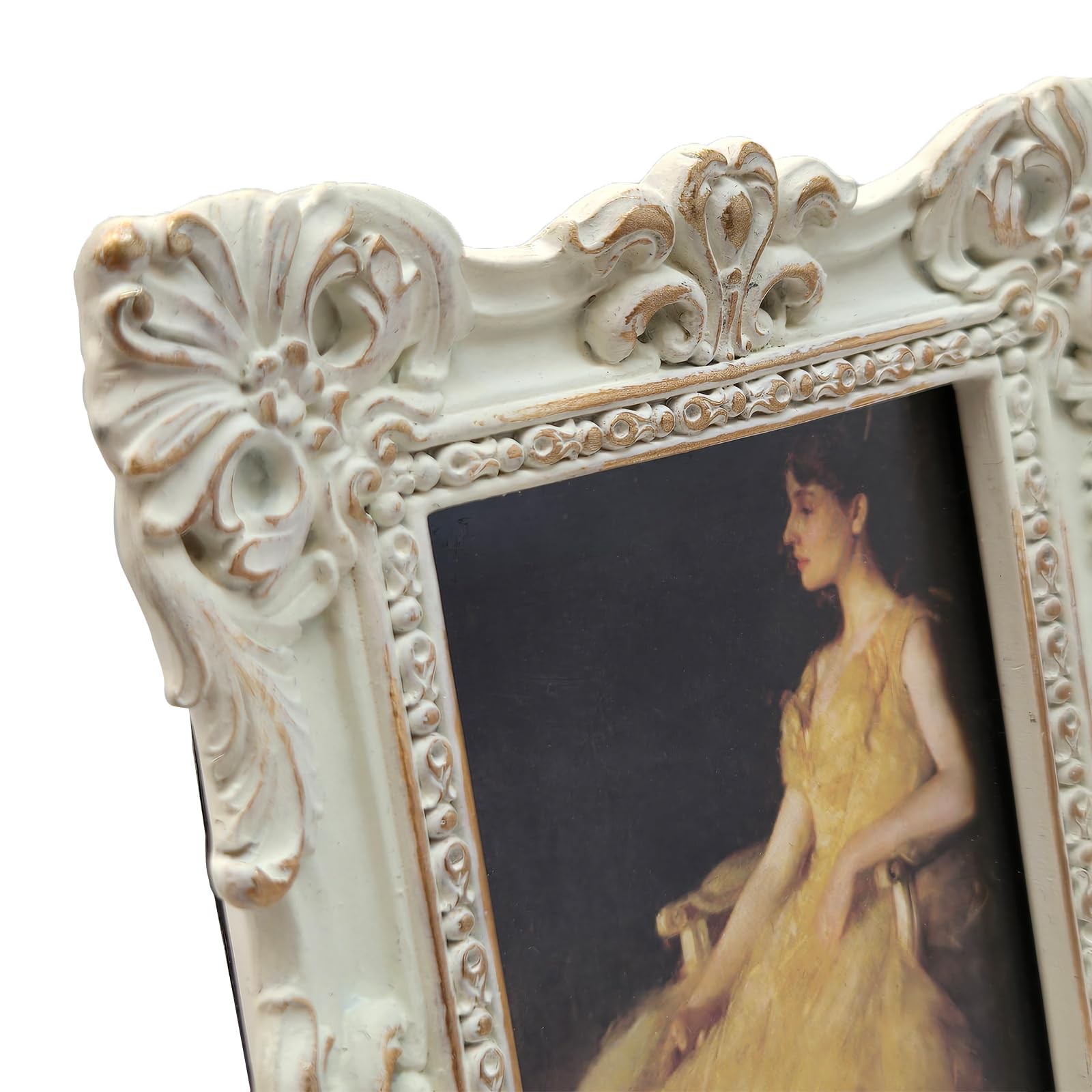 CISOO 2.5×3.5 Vintage Small Picture Frame, Antique Ornate 2.5×3.5, White