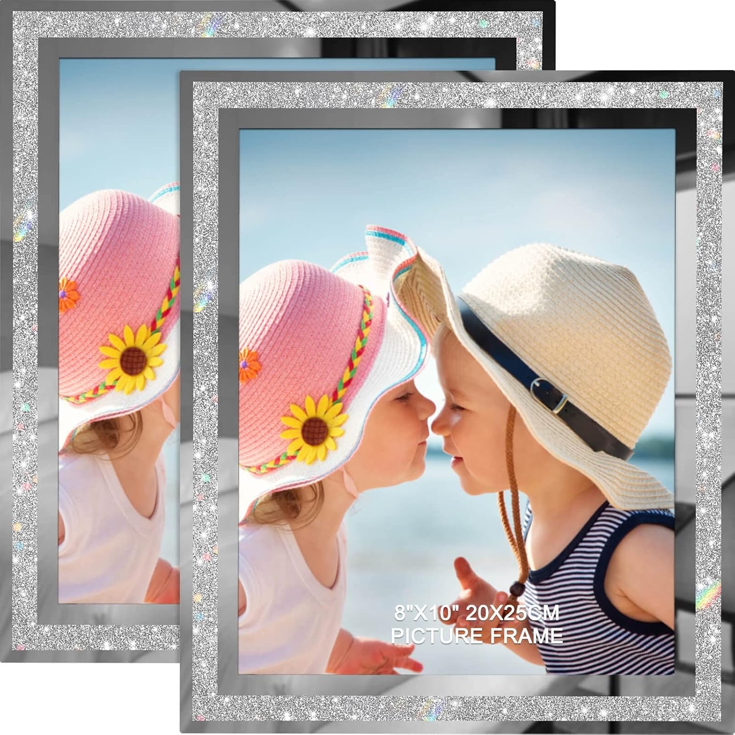 IZIDDO 8×10 Picture Frames 8×10（2 pack）, Sparkling silver