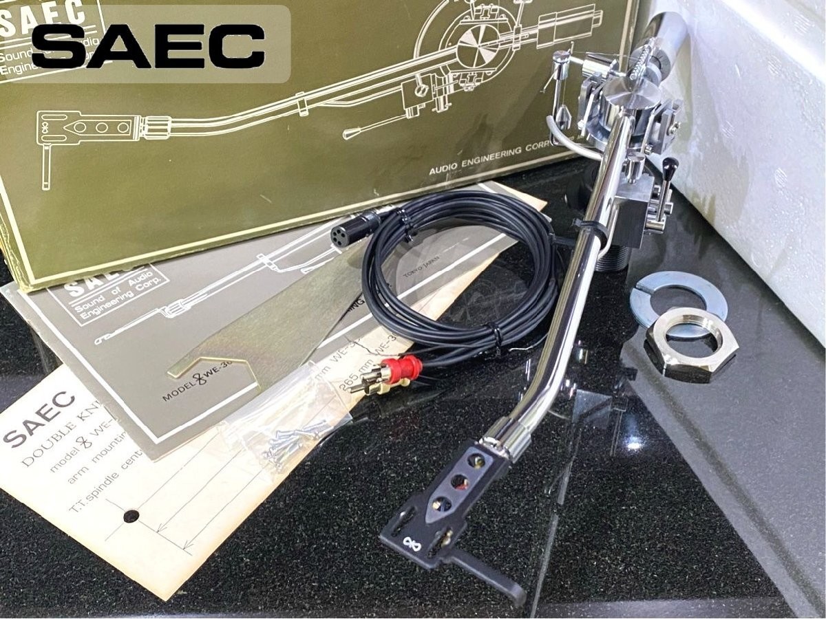 SAEC WE-308L Long Tonearm Double Knife-Edge Headshell PHONO Cable Box Full Set