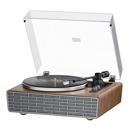 Vinyl Record Player with Treble/Bass Speakers,Bluetooth HiFi Turntable Classic