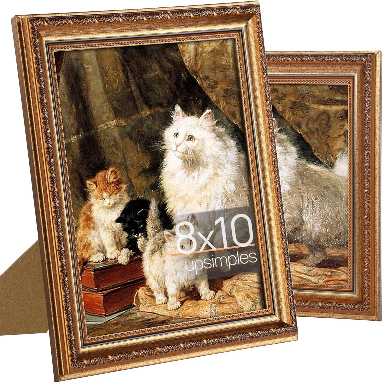 upsimples 8×10 Picture Frame with Real Glass, Ornate 8×10, Bronze&Black