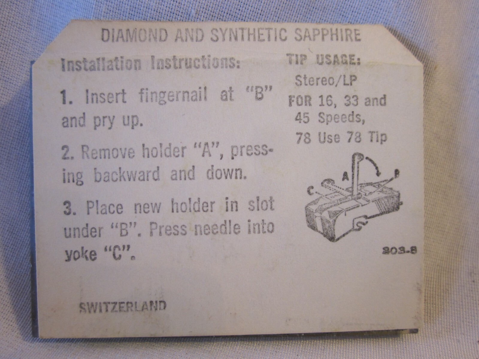 New Electro-Voice Phonograph Diamond Needle B 2123DS Highest Quality Switzerland