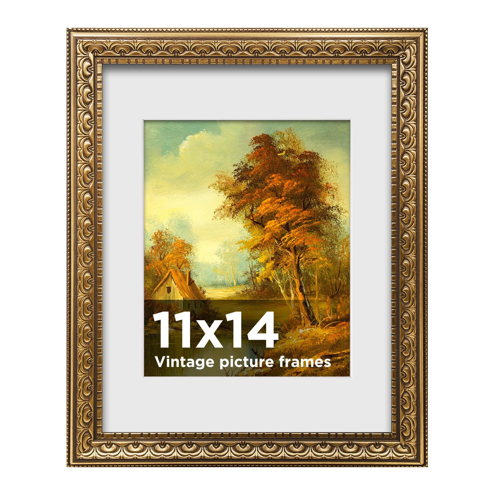 BSRHOME 11×14 Vintage Picture Frames,Antique Frame 1Pack, Gold
