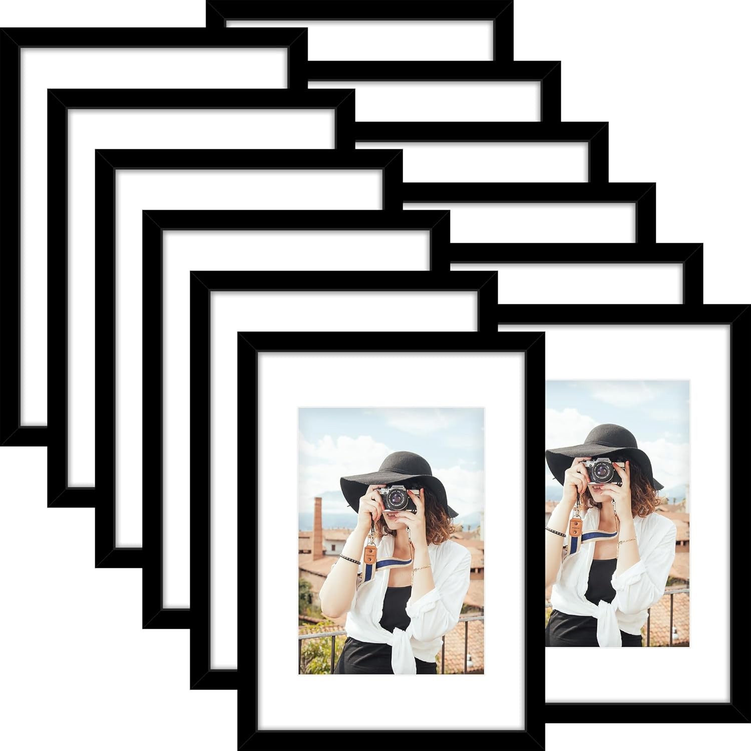 Picrit A3 Picture Frame Set of 12, Display 8.3×11.7 with Mat 11.7×16.5, Black