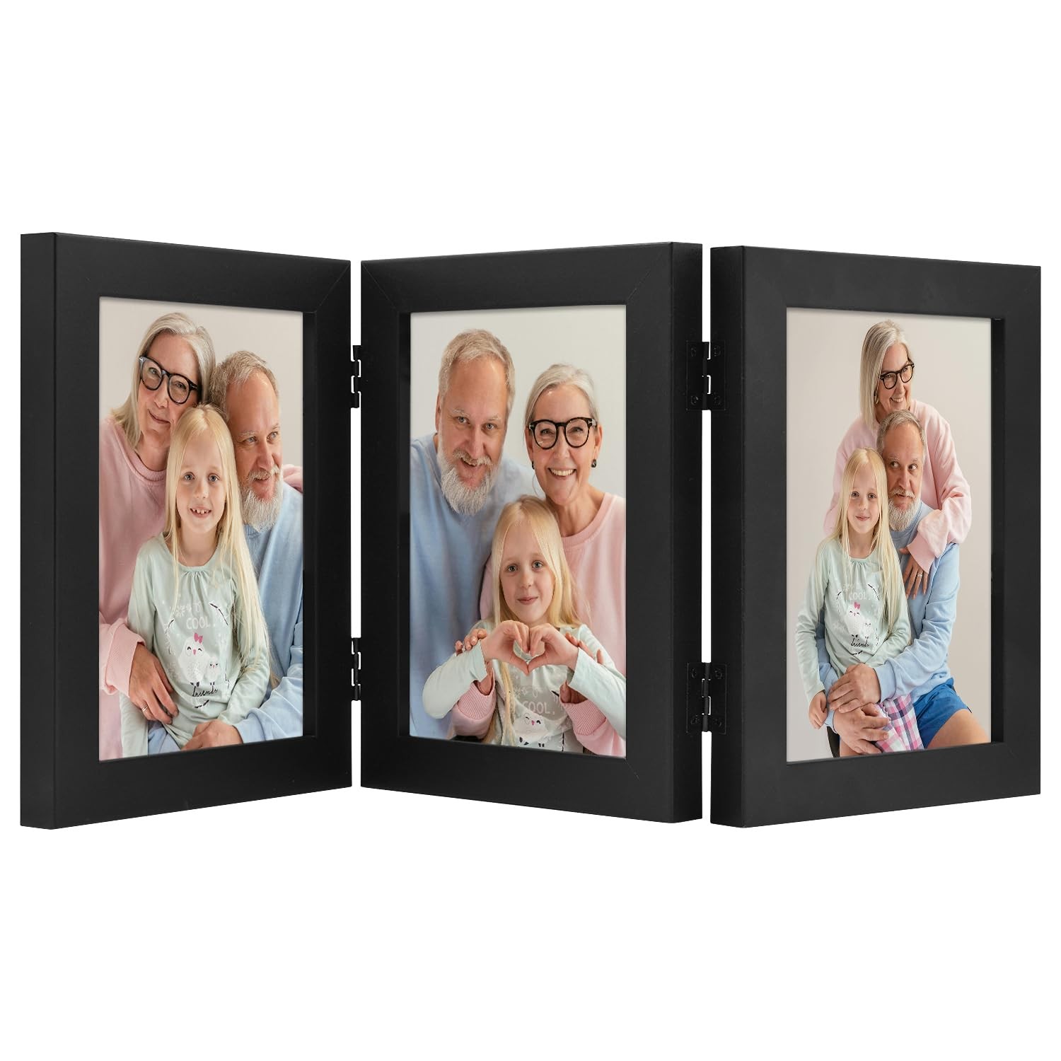 Frametory, 5×7 Triple Picture Frames 3 Photo (1-Pack), Black