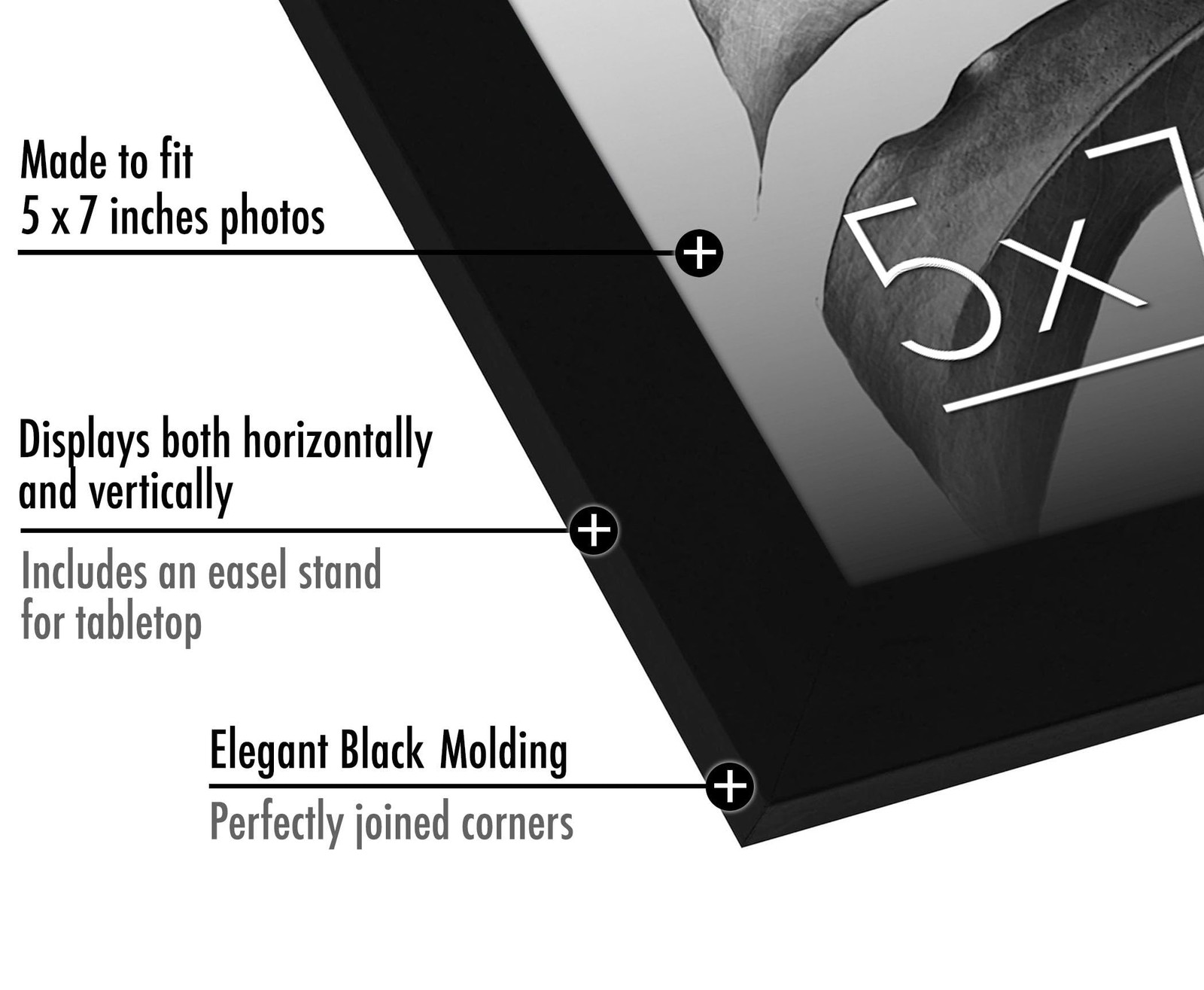 Americanflat 5×7 Picture Frame with Polished Plexiglass – Set of 5×7, Black
