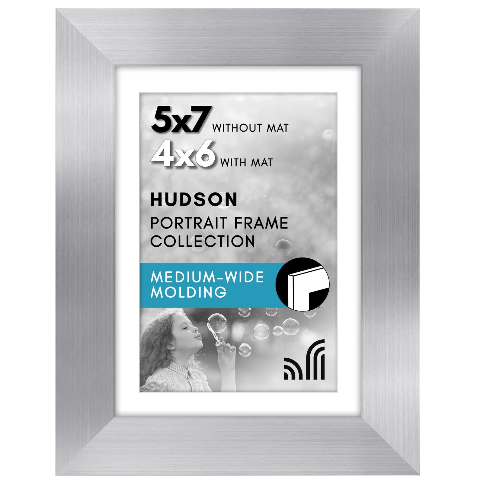 Americanflat 5×7 Picture Frame with Shatter-Resistant Glass – Use 5×7, Silver