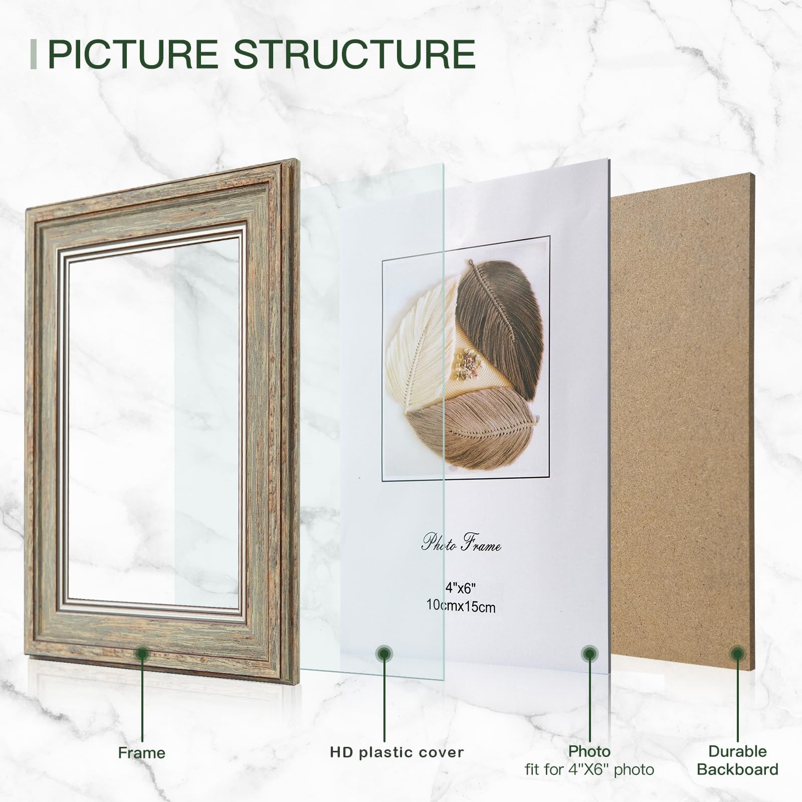 XUANLUO 3 Pack 4×6 Inch Picture Frames Farmhouse 4 x6 inch, Mix Color-3pcs