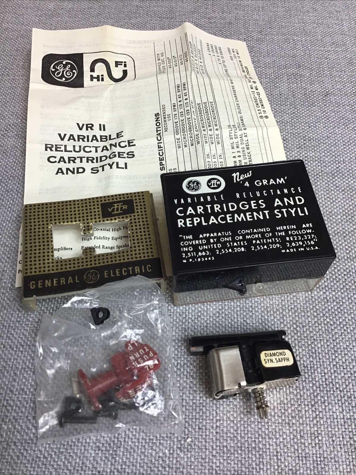 Vintage GE General Electric VR II variable reluctance cartridge 4G-052