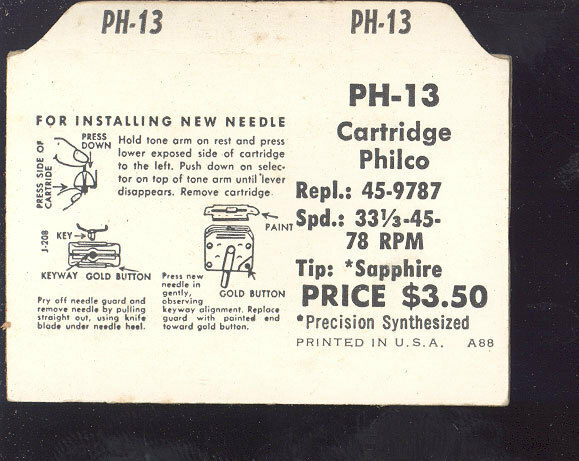 Jensen PH-13 Philco 45-9787 Needle – 33-1/3 45 78 rpm Sapphire