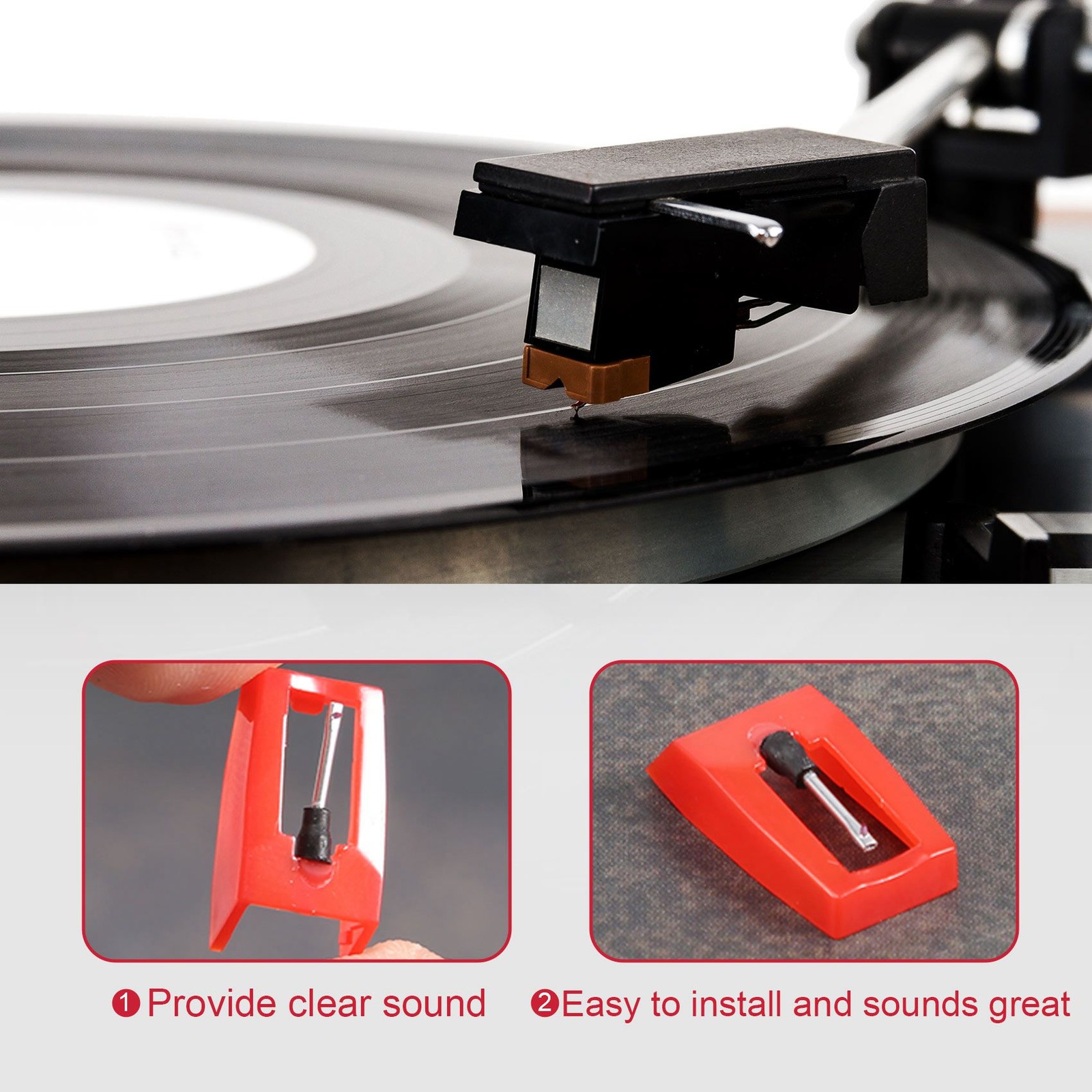 8 Pcs Record Player Needle Turntable Ruby Replacement Stylus Needles for3463