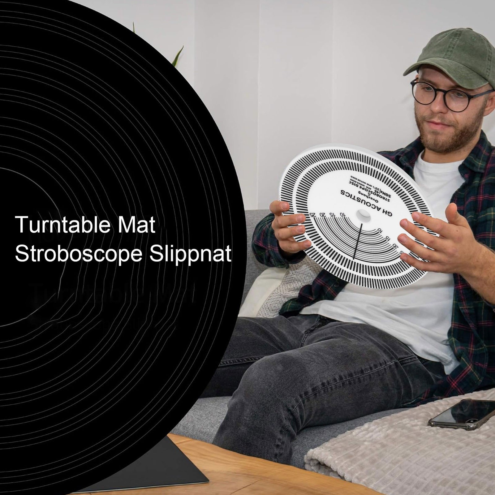 HiFi Turntable Strobe Disc Mat PVC Rotational Speed Detection Turntables Ca NYRN