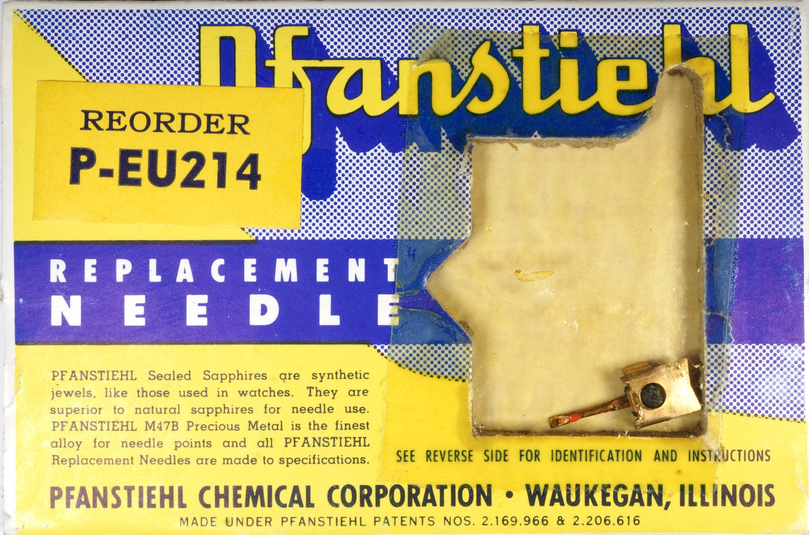 NOS Pfanstiehl P-EU21 Needle for Euphonics 214 U-1 U-2 Stereo