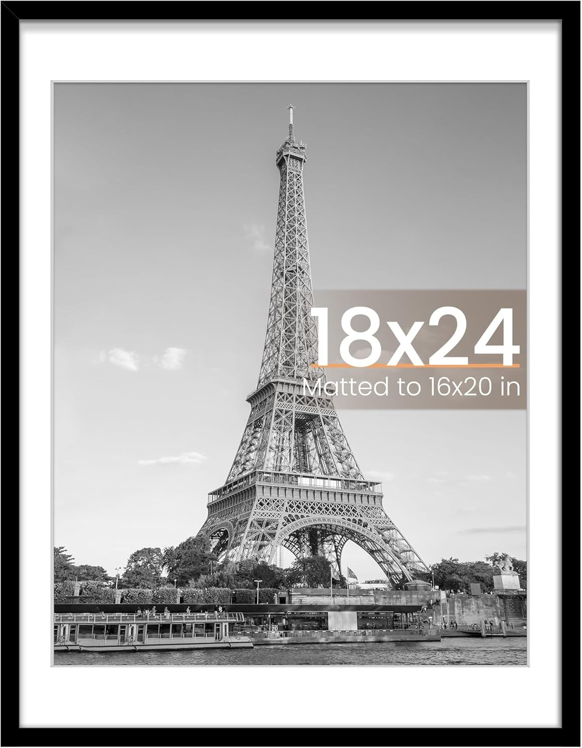 upsimples 18×24 Picture Frame, Display Pictures 16×20 with Mat 18×24, Black