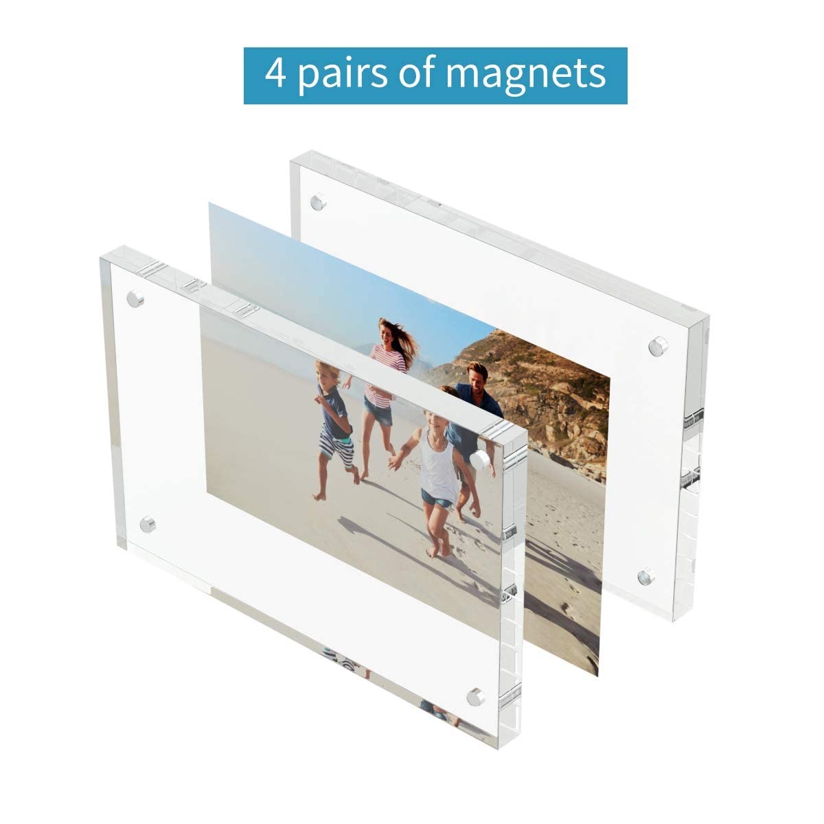AITEE 4×6 Acrylic Picture Frames 6 Pack, 20% Thicker Block, Clear 4×6, 6