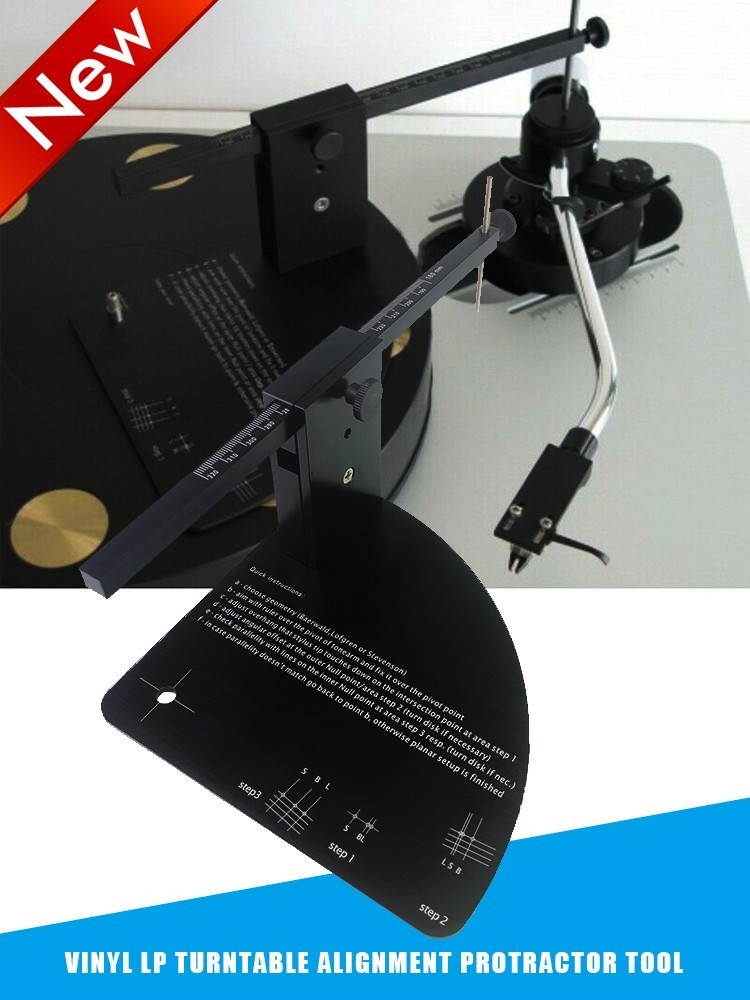 Vinyl LP Turntable Alignment Protractor for Phono Cartridge Stylus Tonearm New 1